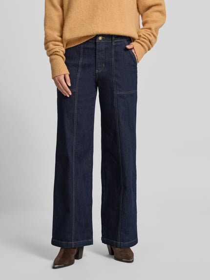 Buena Vista Wide Leg Jeans mit Ziernähten Dunkelblau 4