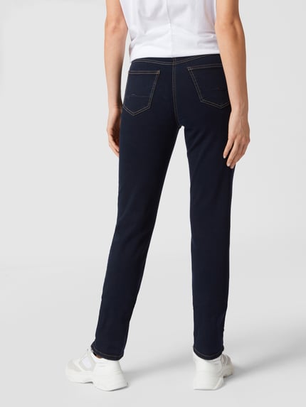 MAC Jeansy o kroju straight fit z naszywką z logo model 'Angela' Granatowy 5