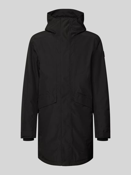 Produktfoto, Regular Fit Parka mit Kapuze Modell 'Kenny' von Didriksons in Schwarz, klare Linien, glatte Oberfläche, Eingrifftaschen, Vorderansicht