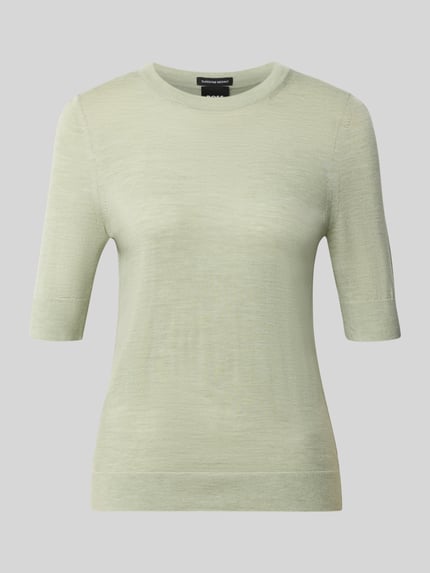 Produktfoto, Regular Fit Pullover aus reiner Schurwolle Modell 'Farbella' von BOSS im dezenten Hellgrün mit glatter Textur, Damen Pullover von BOSS