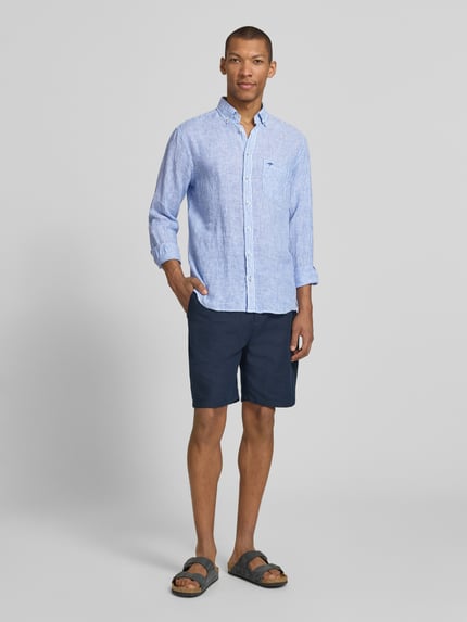 Fynch-Hatton Slim Fit Leinenhemd mit Button-Down-Kragen Royal 1