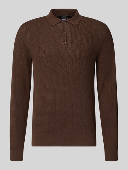 ONLY & SONS Poloshirt mit Strickstruktur Dunkelbraun 1