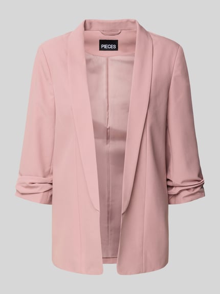 Produktfoto, Blazer mit Schalkragen von PIECES, unifarbenes Design, lockere Passform, gelegte Falten, matter Stoff, zartrosa Farbton.