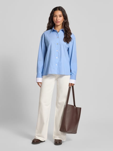 Stefanel Overhemdblouse met knoopsluiting Lichtblauw gemêleerd - 1