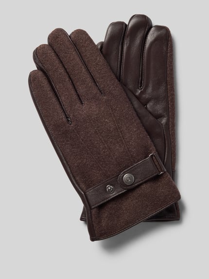 Productfoto, Handschuhe aus Viskose-Mix mit Riegel van bugatti, Heren vingerhandschoenen van viscosemix met drukknoopsluiting, bruin, gladde en zachte textuur
