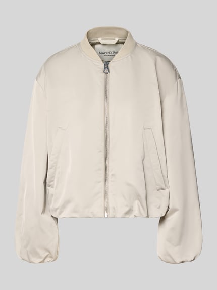 Produktfoto, Regular Fit Blouson mit Baseball-Kragen von Marc O'Polo, jednolity kolor, recyklingowany materiał, boczne kieszenie, zamek, długie balonowe rękawy z elastycznym tunelem.