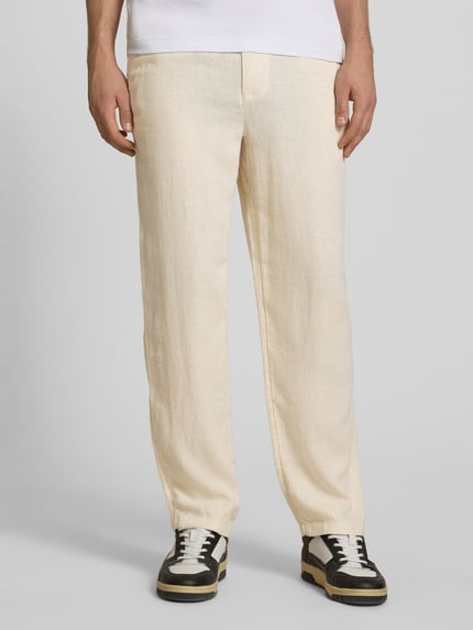 JACK & JONES Linnen broek met strikceintuur model 'KARL MYKONOS' Beige - 4