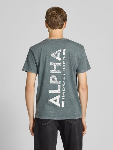 Alpha Industries T-shirt z nadrukiem z logo i detalem z logo Jasnoniebieski 4