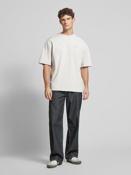 PEGADOR Oversized T-Shirt mit Label-Print Hellgrau 1
