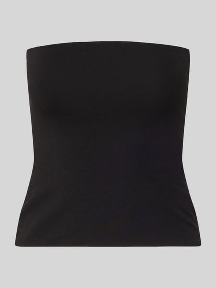 Produktfoto, Schmal geschnittenes Bandeau-Top von REVIEW aus Baumwoll-Elasthan-Mix im Slim-Fit, Off-Shoulder-Look, elastisch, schwarze Farbe