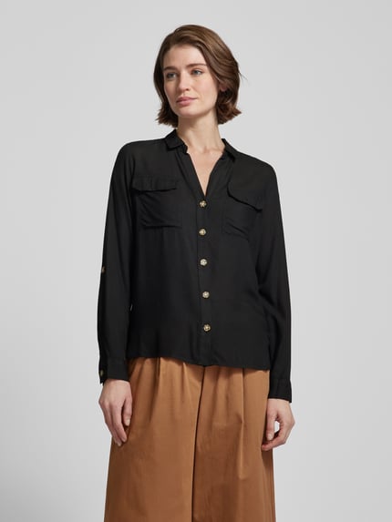 VERO MODA Hemdbluse mit aufgesetzten Brustpattentaschen Modell 'BUMPY' Black 4
