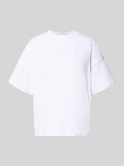 Produktfoto, Oversized T-Shirt mit Motiv- und Logo-Print Modell 'NIVELLES' von Pegador aus białej bawełny, nadruk z tyłu, krój oversized fit