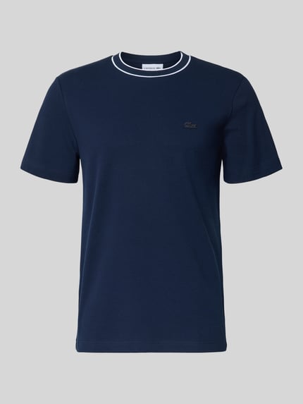 Produktfoto, Regular Fit T-Shirt aus Baumwoll-Mix von Lacoste in Optik: Unifarben mit Logo-Stitching, Rundhals, Kurzarm, Materialverarbeitung: Piqué