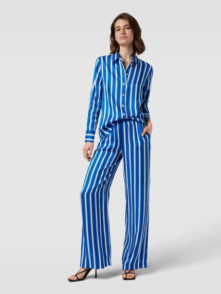 Seidensticker Flared stoffen broek met streepmotief Blauw - 1
