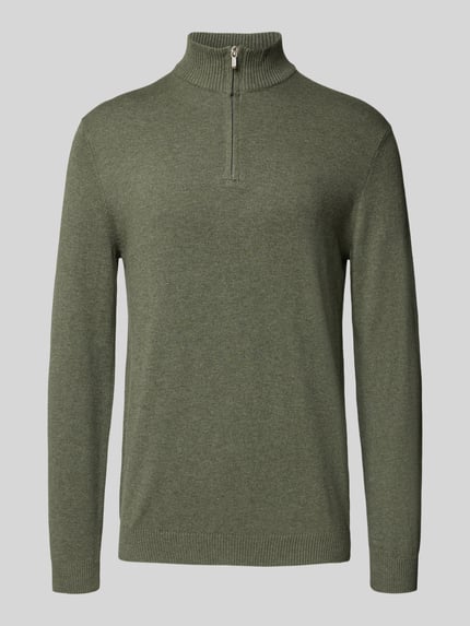 ONLY & SONS Regular Fit Troyer aus Baumwoll-Viskose-Mix Modell 'LOUI' Mittelgrau Melange 2