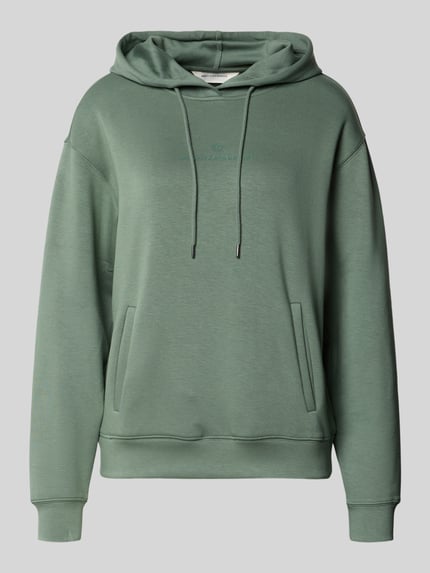 Produktfoto, Hoodie mit Tunnelzug Modell 'IMA' von MSCH Copenhagen in mattgrün, Viskose-Mix, gerader Schnitt, Kapuze, Eingrifftaschen