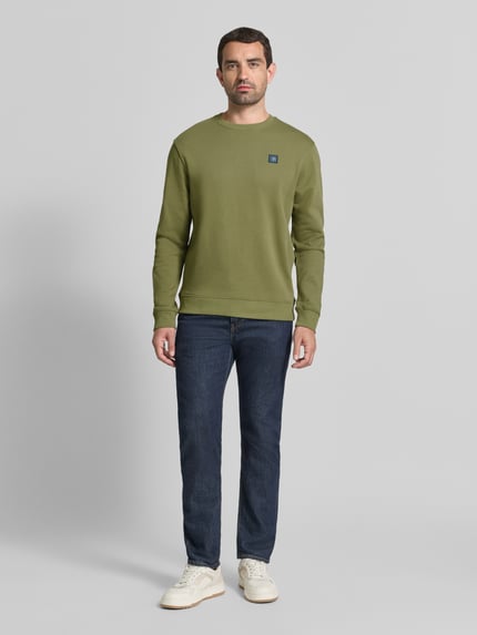 Scotch & Soda Bluza z naszywką z logo i okrągłym dekoltem Trawiasty zielony 1