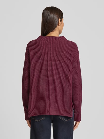 Selected Sweter z dzianiny o kroju regular fit z mieszanki bawełny model ‘SELMA’ Śliwkowy 5