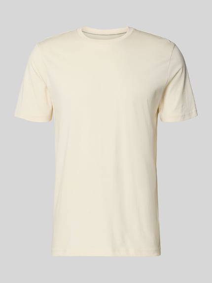 Productfoto, T-Shirt met ronde hals van Christian Berg Men, effen lichtgeel, katoen, regular fit, ruglengte maat M 70 cm