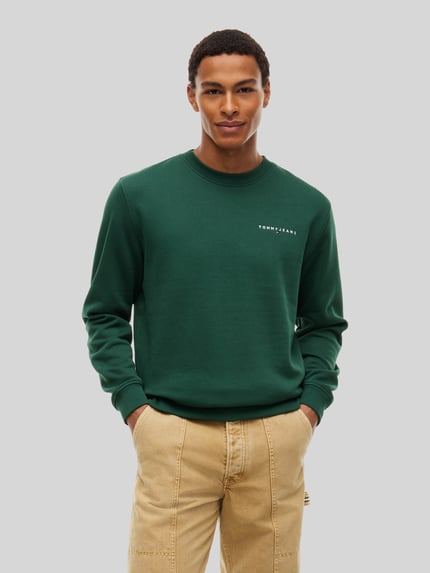 Tommy Jeans Bluza o kroju regular fit z małym napisem z logo Ciemnozielony 4