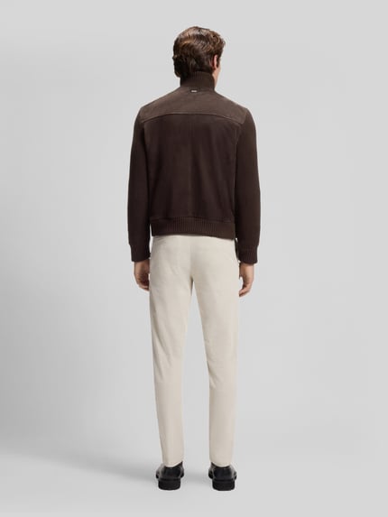 BOSS Lederjacke aus Ziegenvelours mit Strickeinsätzen Dunkelbraun 5