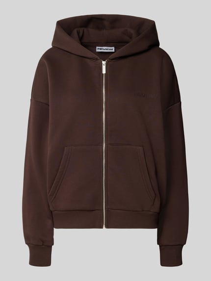 Relaxed Fit Sweatjacke aus Baumwoll-Mix mit Label-Detail Shop The Look MANNEQUINE