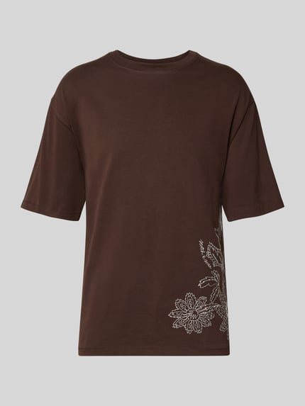 Scotch & Soda loose fit T-shirt met stitchings Chocoladebruin - 2