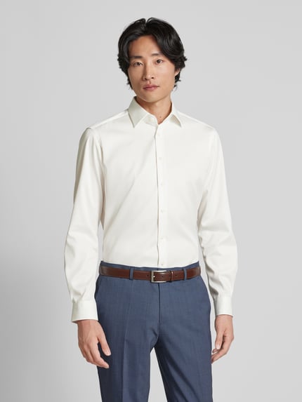 Christian Berg Men Regular Fit Businesshemd aus Feintwill Ecru 4