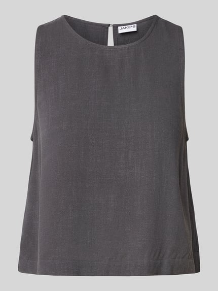 Jake*s Casual Loose Fit Crop Top aus Viskose-Leinen-Mix Dunkelgrau 2