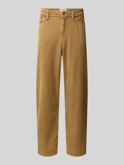 Produktfoto, Baggy Fit Cordhose Modell 'ALEX' von JACK & JONES in Camel, breite Beine, Eingrifftaschen, reine Baumwolle, strukturierte Oberfläche
