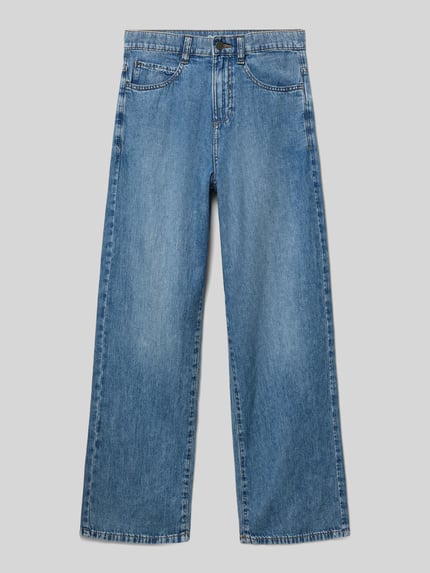 Produktfoto, Loose Fit Jeans aus reiner Baumwolle von s.Oliver RED LABEL in Denim-Optik, Loose-Fit Passform, Twill-Material, 5-Pocket-Design, Knopf und Reißverschluss, Bundabschluss mit Weitenregulierung innen.