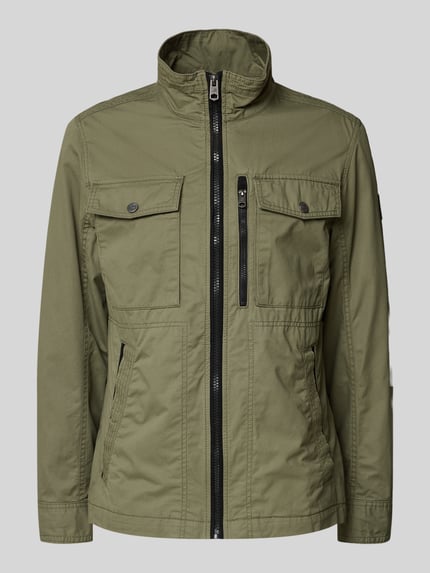 Produktfoto, Regular Fit Jacke aus reiner Baumwolle von Tom Tailor in Two-Tone-Optik, Reißverschluss, Brusttaschen, Innentasche, grün