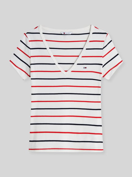 Tommy Jeans t-shirt o kroju slim fit z mieszanki bawełny Biały 2