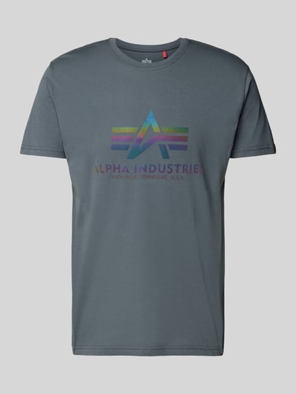 Alpha Industries T-Shirt mit Label-Print Modell 'Rainbow' Anthrazit 2