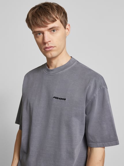 PEGADOR Oversized T-Shirt mit Label-Stitching Dunkelgrau 3