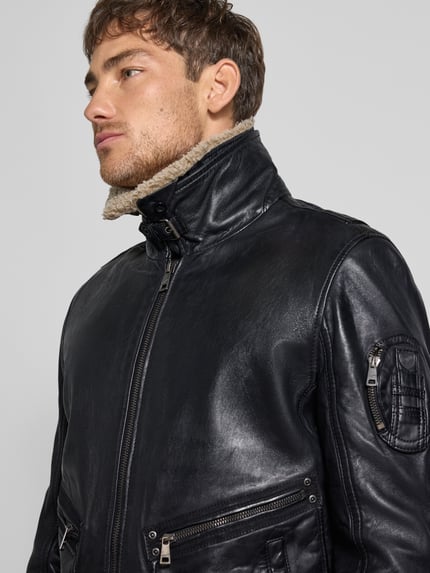 MAURITIUS Lederjacke mit Teddyfell Modell 'STARPILOT' Black 3