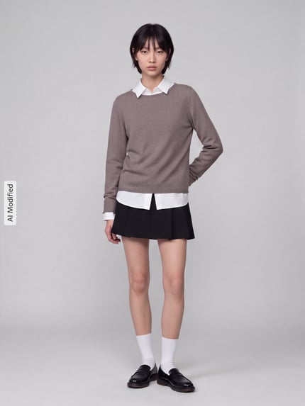 s.Oliver RED LABEL Regular Fit Pullover aus Baumwoll-Viskose-Mix Taupe Melange 1