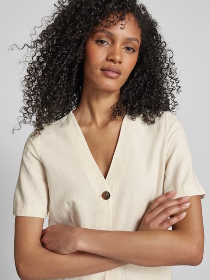 VILA Regular Fit Bluse aus Viskose-Mix mit Leinen-Anteil Beige 3
