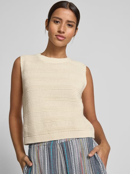 Jake*s Studio Woman Gebreide top met structuurmotief Ecru - 3