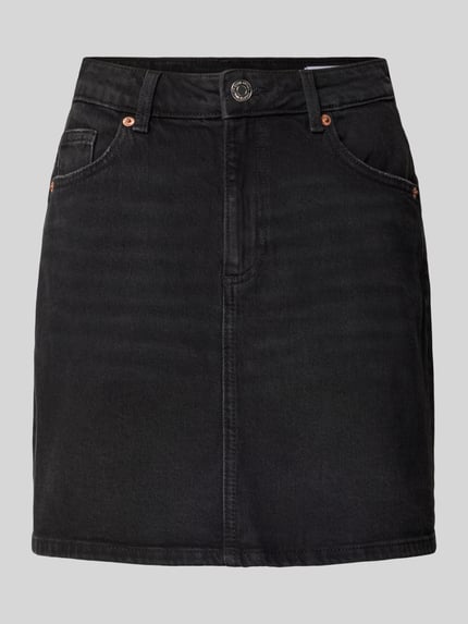 Productfoto, Regular Fit Jeansrok uit katoenmix model 'TESSA' van Vero Moda, denim look, mini lengte, 5-pocket-design, twill textuur, label patch, knoop- en ritsluiting, riemlussen