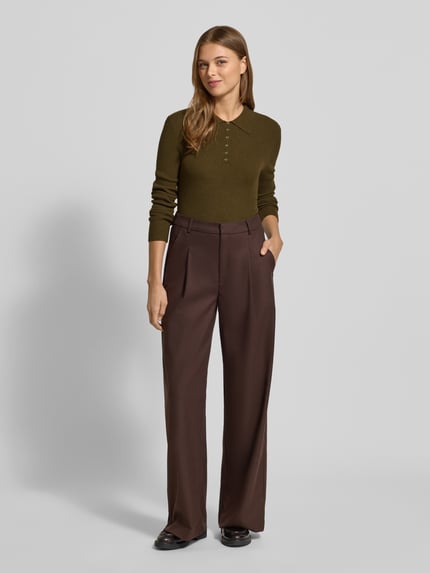 MANGO Slim Fit Strickshirt mit Woll-Anteil Modell 'TWENTIES' Khaki 1