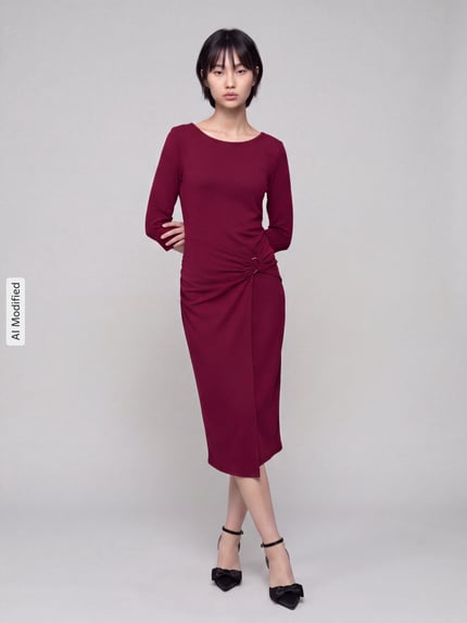 Tom Tailor Tailliertes Businesskleid aus Modal-Mix Bordeaux 4