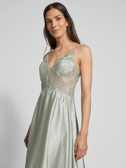 Laona Abendkleid mit Spitzenbesatz Gruen 3