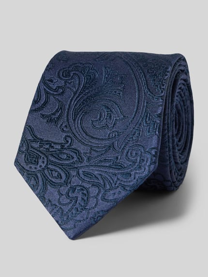 OLYMP Zijden stropdas met motiefstitching Marineblauw - 1