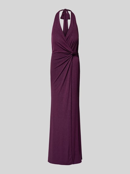 Christian Berg Cocktail Abendkleid mit Neckholder Pflaume 2