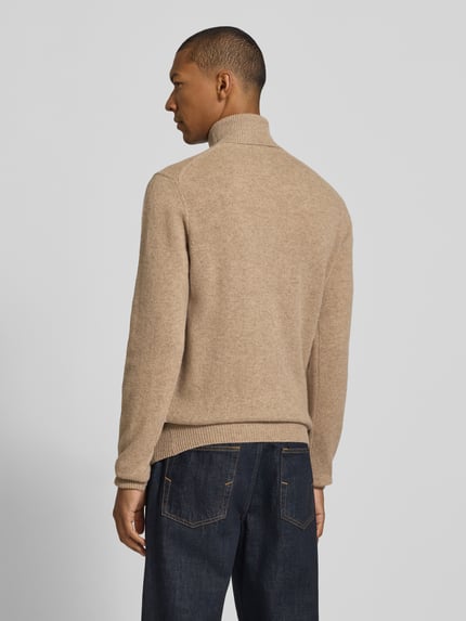 Casual Friday Slim Fit Rollkragenpullover aus Woll-Mix Modell 'Karl' Camel Melange 5