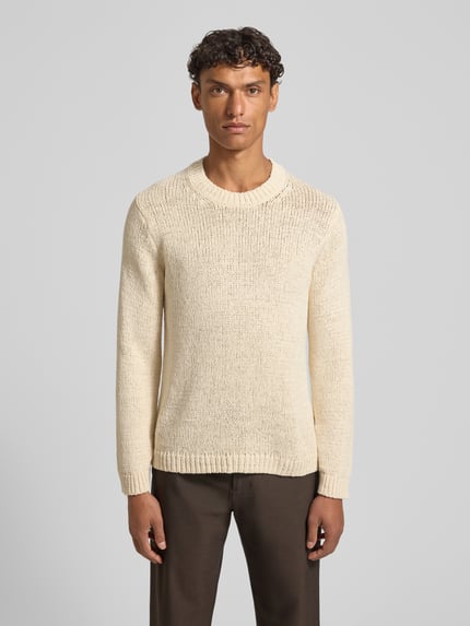 Marc O'Polo regular fit gebreide pullover van katoenmix Offwhite - 4