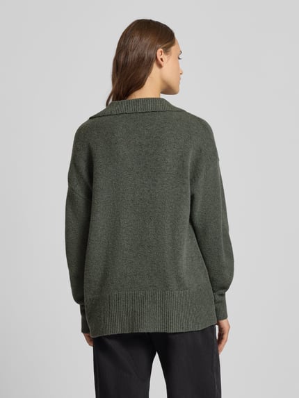 PIECES Regular Fit Strickpullover mit Woll-Anteil Modell 'MALOU' Dunkelgrau Melange 5