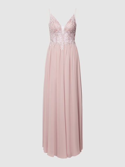 Laona Abendkleid mit floralem Ziersteinbesatz Rosa 2