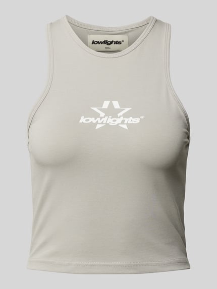 Low Lights Studios Korte top met labelprint, model 'SUPERSTAR' Lichtgrijs - 2
